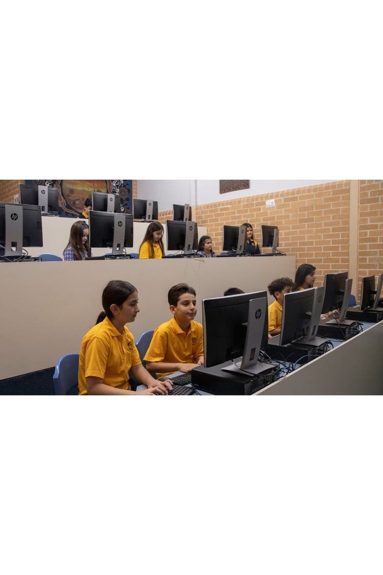 Students working in computer lab.